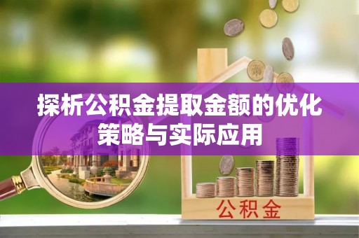 双牌探析公积金提取金额的优化策略与实际应用